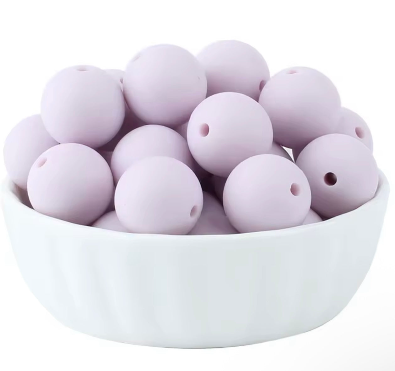 15mm Solid Color Silicone Beads - Lilac Purple