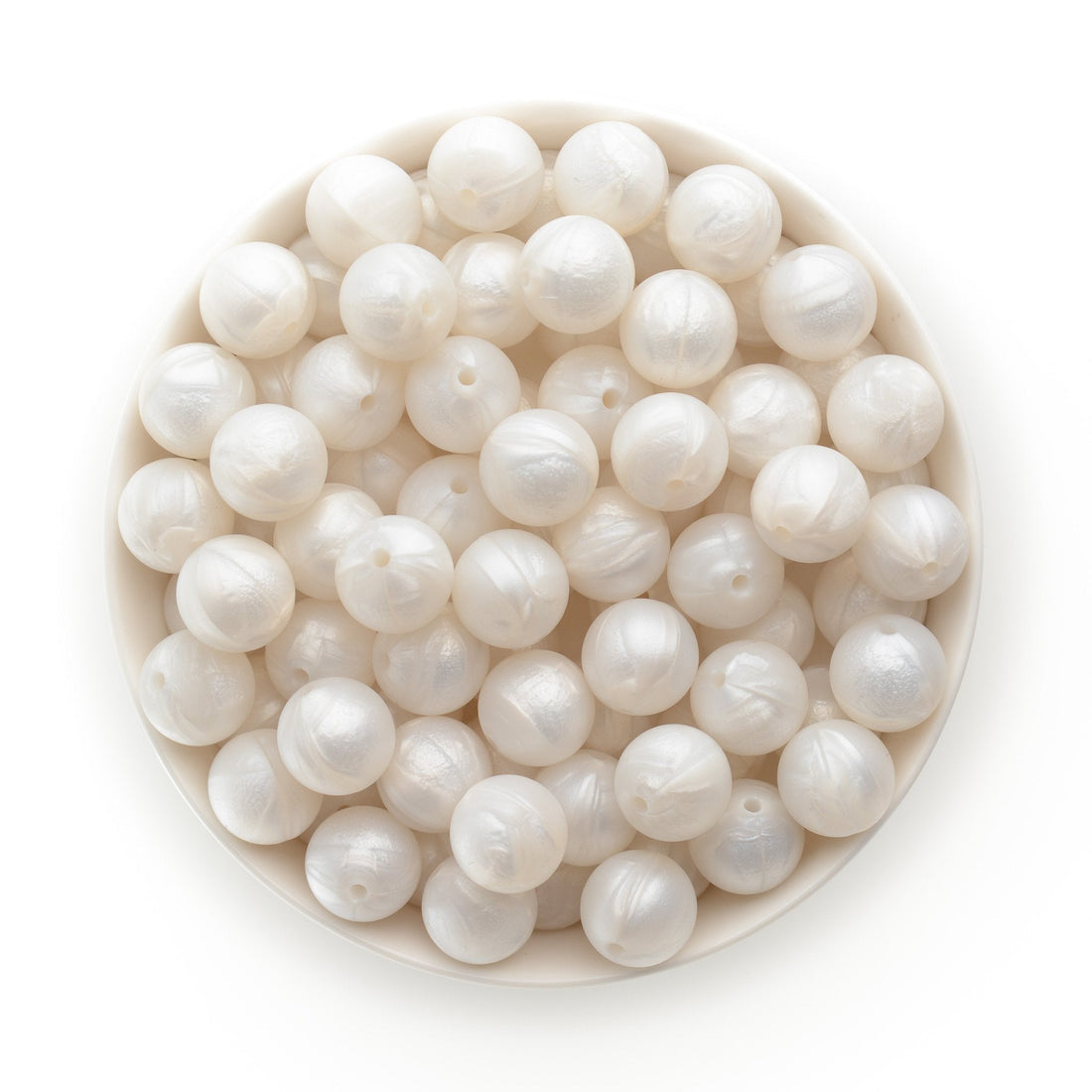 15mm Solid Color Silicone Beads - Pearl