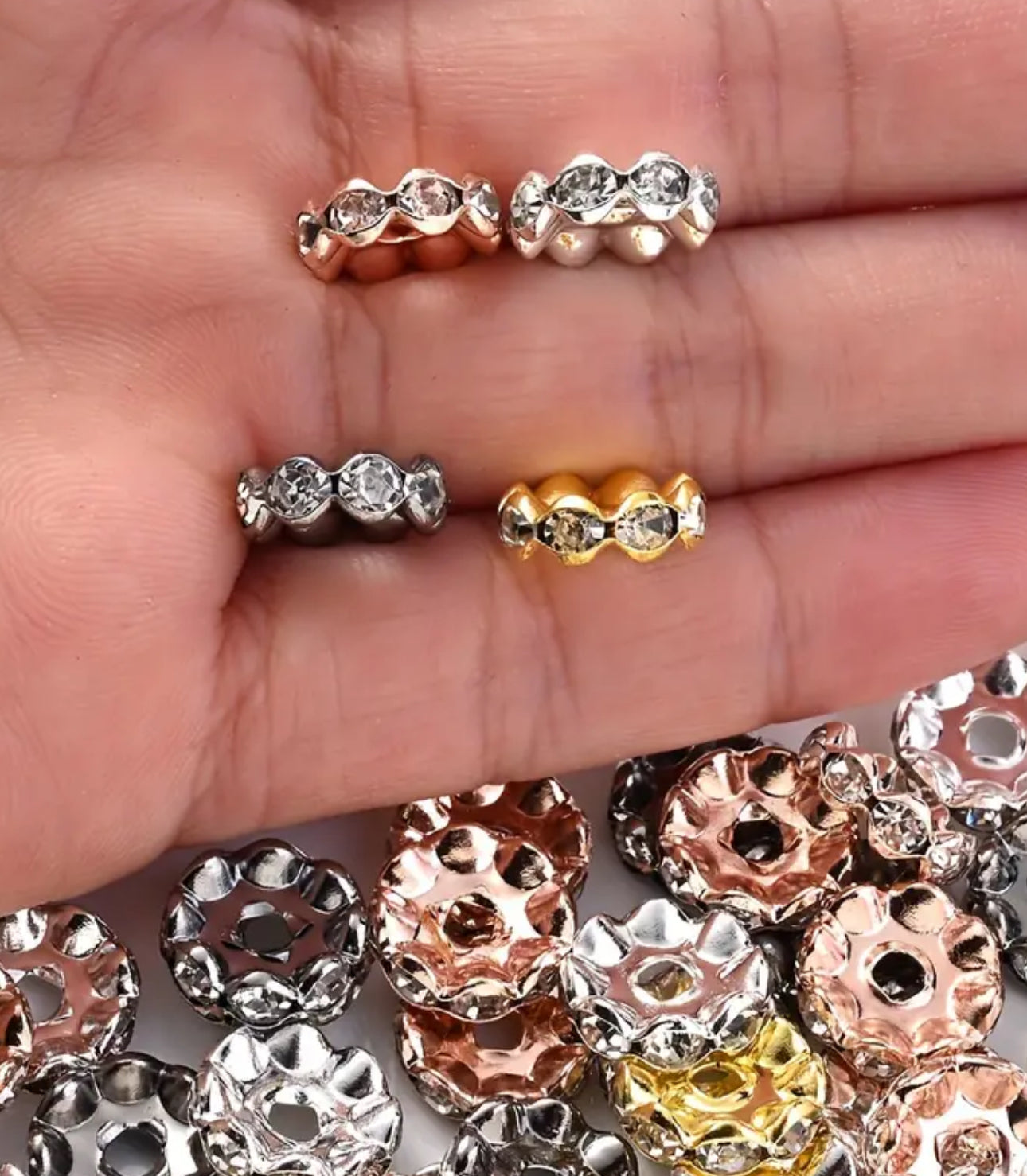 12mm Rhinestone Round Spacer Beads