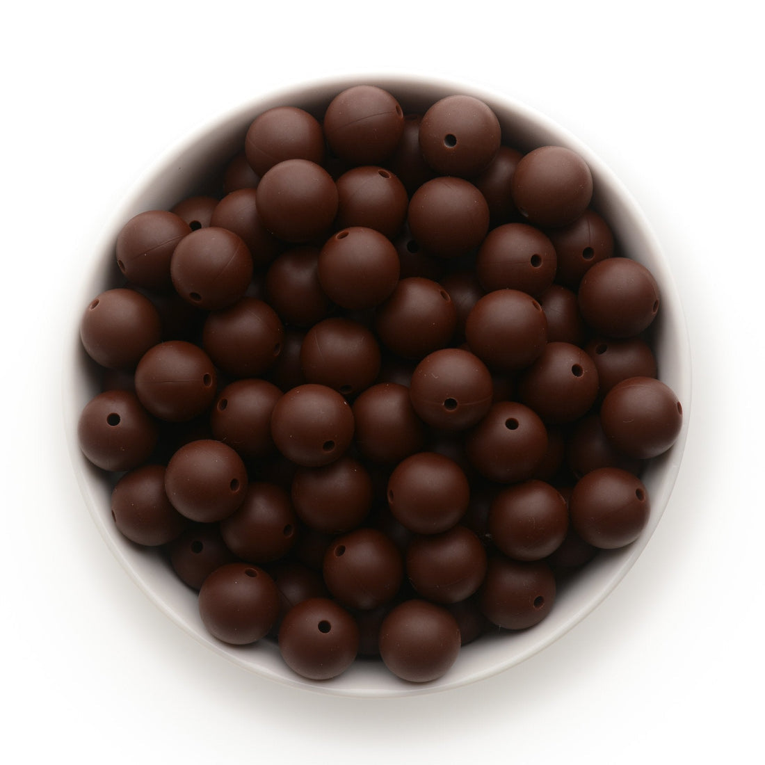 15mm Solid Color Silicone Beads - Chocolate Brown