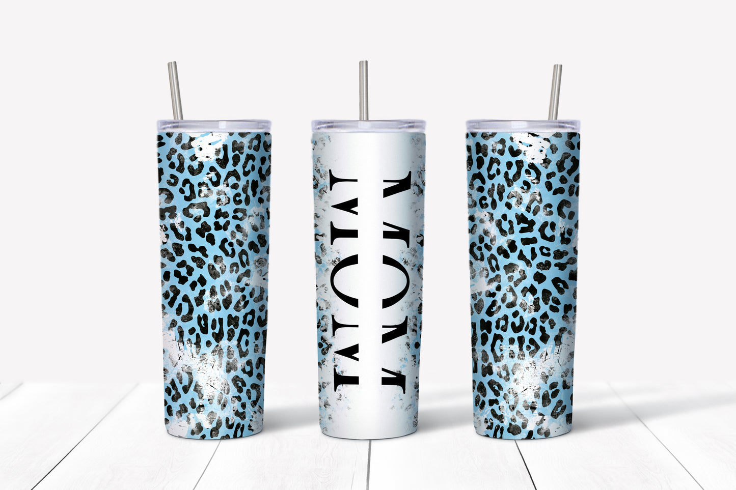 Blue Cheetah Distressed Mom