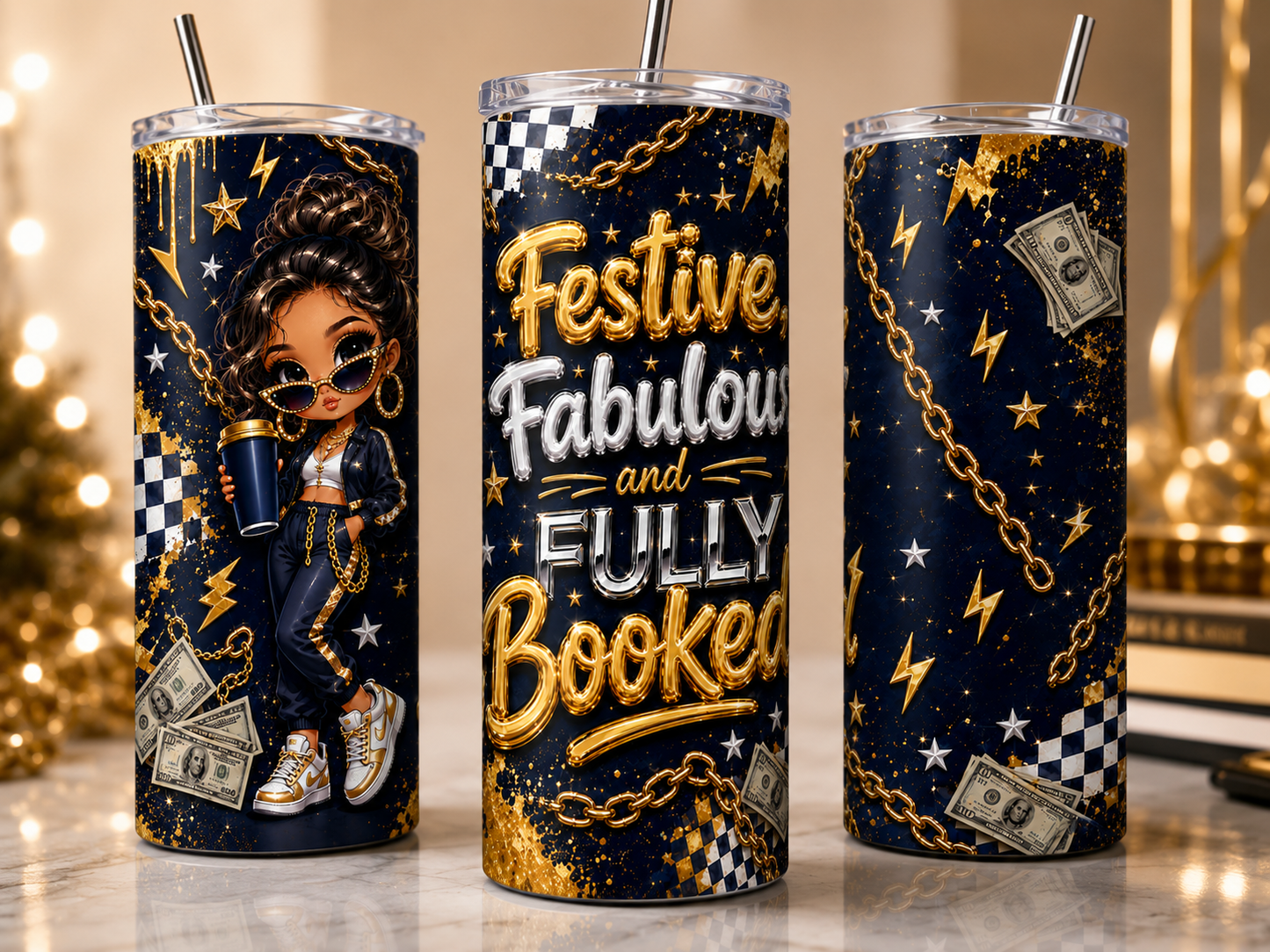 Festive Fabulous Fully Booked Tumbler Wrap PNG