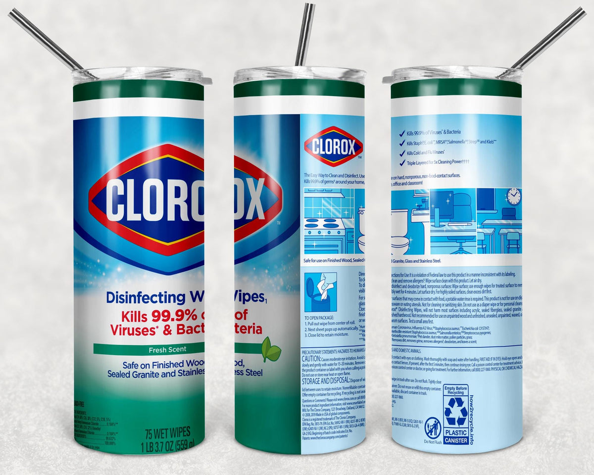 Cleaner Wipes Tumbler Wrap, 20 oz skinny tumbler design, sublimation image, tumbler wrap