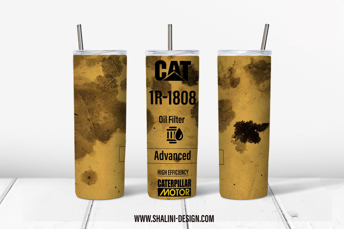 CAT-OIL-FILTER Tumbler Design, 20 oz Skinny Tumbler Design, Sublimation Image, Tumbler Wrap, 20oz Tumbler Wrap