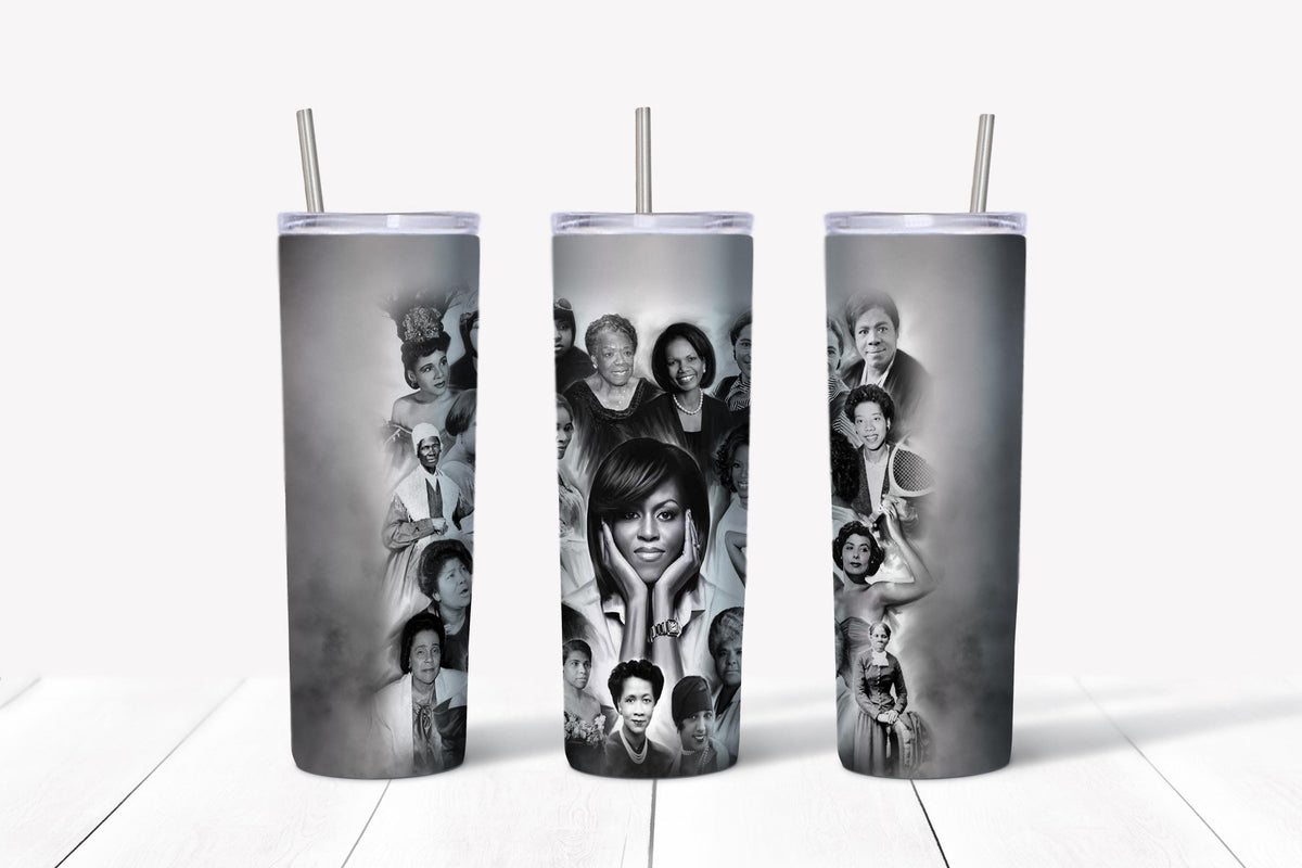 Influential Black Women Tumbler Design, 20 oz Skinny Tumbler Design, Sublimation Image, Tumbler Wrap, 20oz Tumbler Wrap