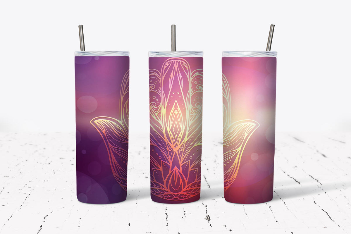 Pink Golden Hamsa Tumbler Design, 20 oz skinny tumbler design, sublimation image, tumbler wrap,