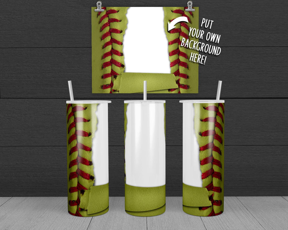Torn Paper - Softball Tumbler Design, 20 oz Skinny Tumbler Wrap (Digital Download)