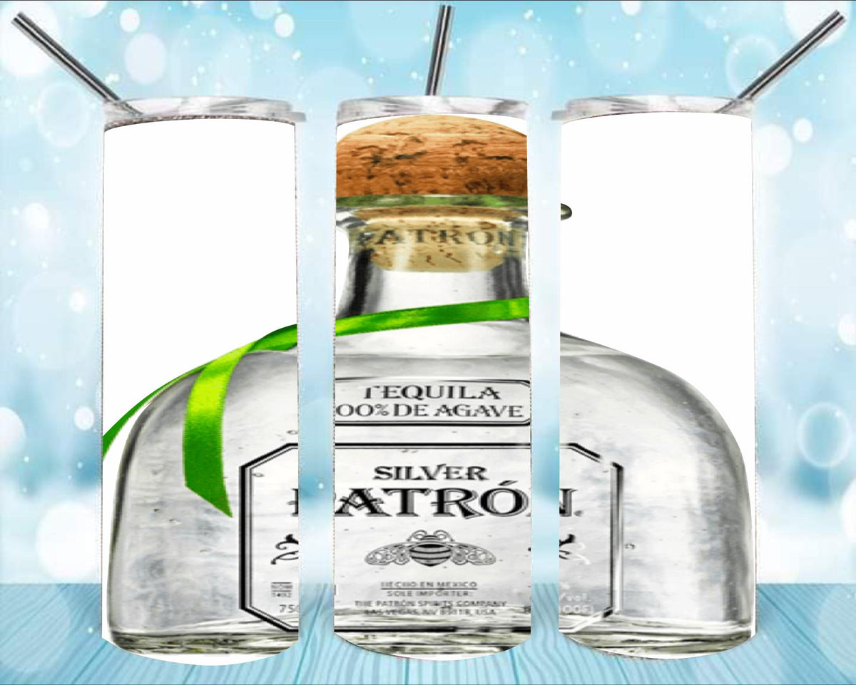 Patron Silver Tequila Tumbler Wrap, 20 oz Skinny Sublimation Design (Digital Download)