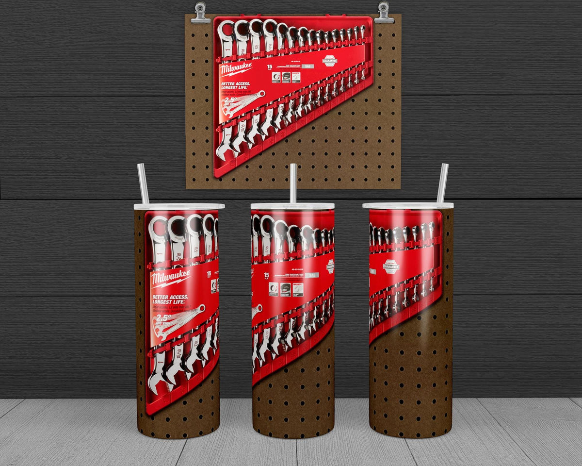 Milwaukee Wrenches - Peg Board Design, 20 oz Skinny Tumbler Design, Sublimation Image, Tumbler Wrap, 20oz Tumbler Wrap