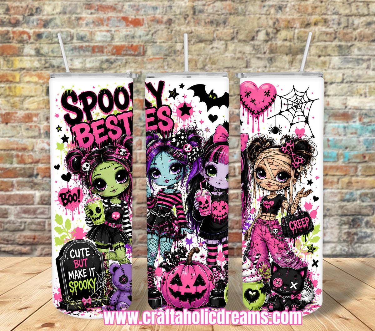 Spooky Bestie Tumbler Design, 20 oz Skinny Tumbler Wrap (Digital Download)