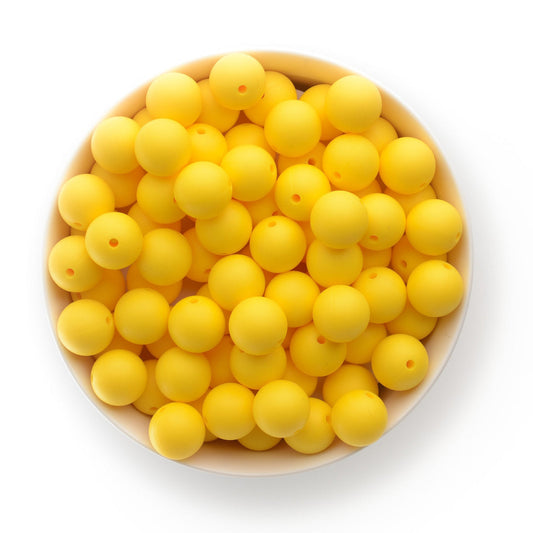 15mm Solid Color Silicone Beads -  Sunshine Yellow