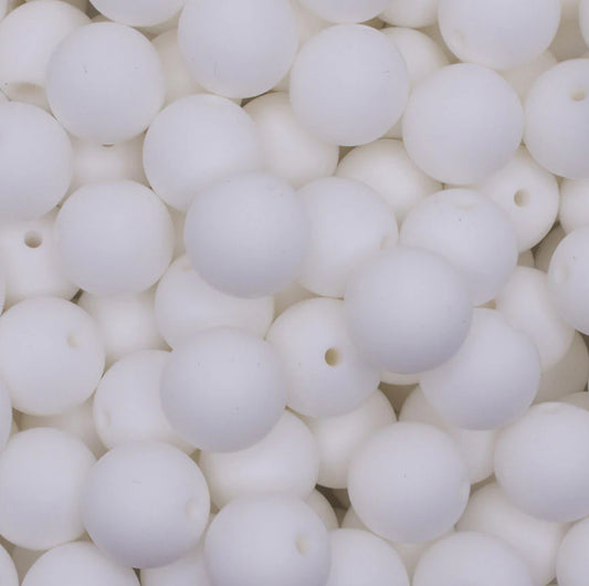 15mm Solid Color Silicone Beads - Snow
