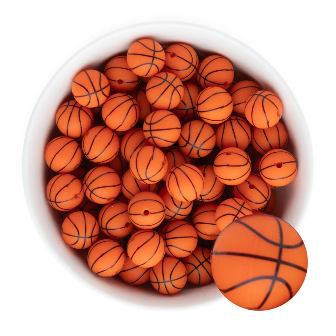 Basketball Silicone Beads (15mm)