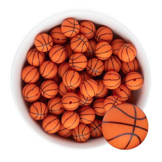 Basketball Silicone Beads (15mm)