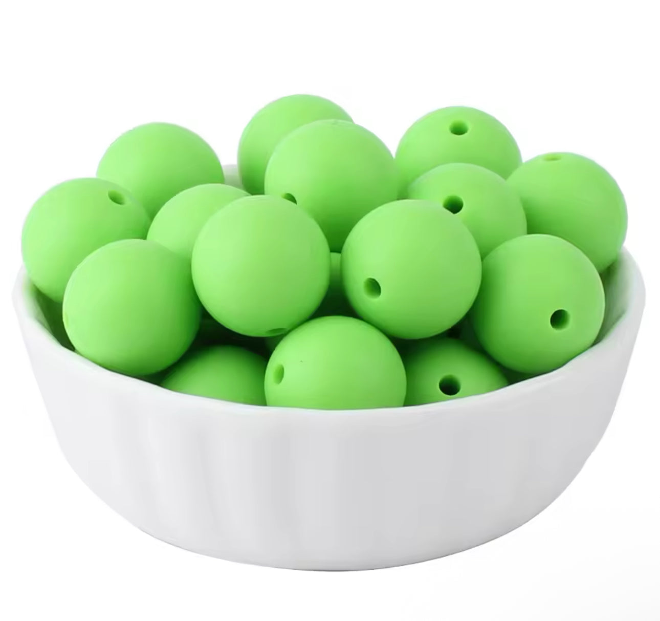 15mm Solid Color Silicone Beads -  Light Green