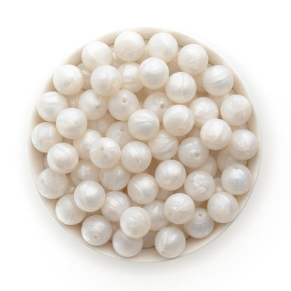 15mm Solid Color Silicone Beads -  Pearl
