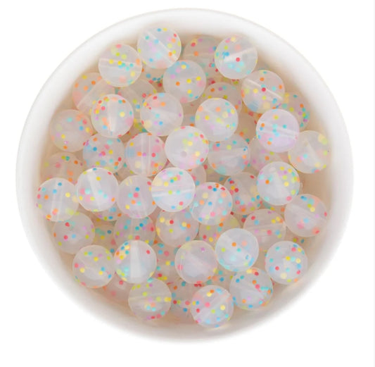 Confetti - Rainbow Silicone Bead (15mm)