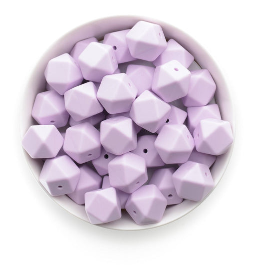 17mm Hexagon Swirl Silicone Bead - Lilac Swirl