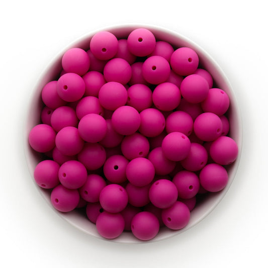 15mm Solid Color Silicone Beads - Fuchsia