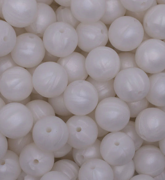 15mm Solid Color Silicone Beads -  Pearl