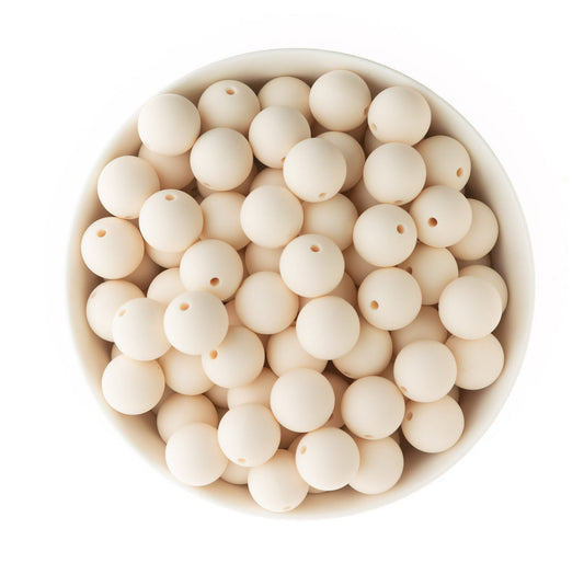 15mm Solid Color Silicone Beads - Ivory