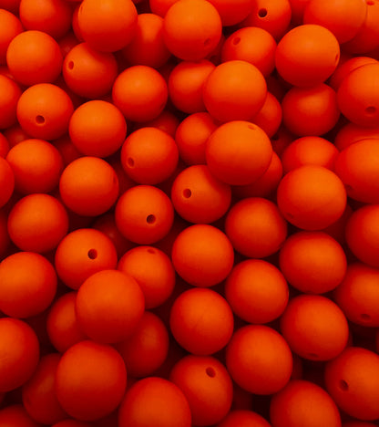 15mm Solid Color Silicone Beads - Tangerine