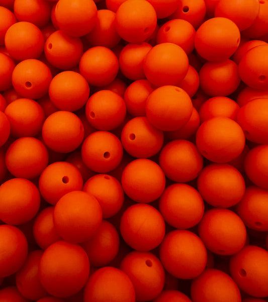 15mm Solid Color Silicone Beads - Tangerine
