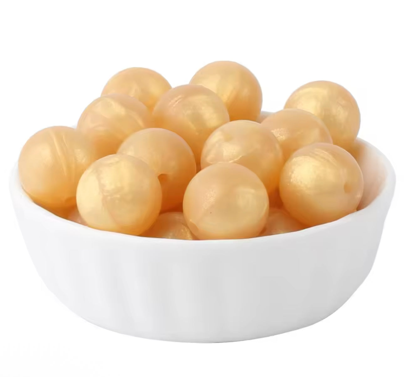 15mm Solid Color Silicone Beads - Metallic Gold