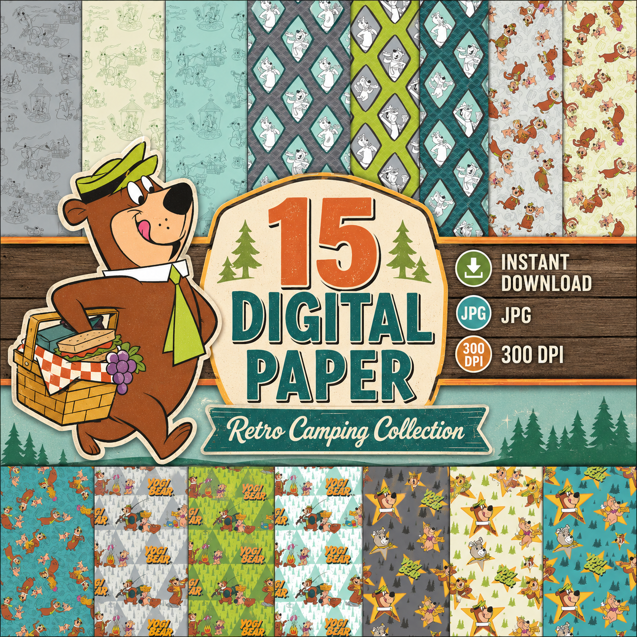 Yogi Bear Digital Paper