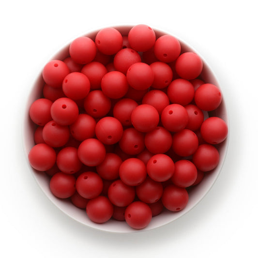 15mm Solid Color Silicone Beads - Cherry Red