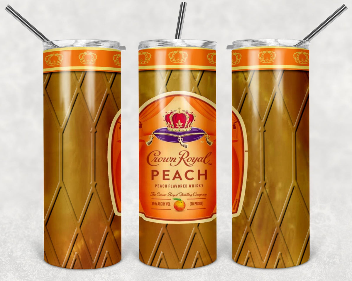 Crown R. Peach Tumbler Design, 20 oz Skinny Tumbler Design, Sublimation Image, Tumbler Wrap, 20oz Tumbler Wrap