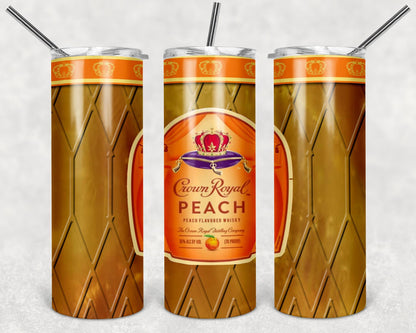 Crown R. Peach Tumbler Design, 20 oz Skinny Tumbler Design, Sublimation Image, Tumbler Wrap, 20oz Tumbler Wrap