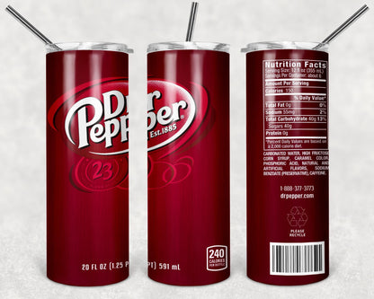 Dr Pepper Tumbler Design, 20 oz Skinny Tumbler Wrap (Digital Download)