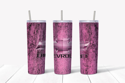 Chevy - Pink Tumbler Design, 20 oz Skinny Tumbler Design, Sublimation Image, Tumbler Wrap, 20oz Tumbler Wrap