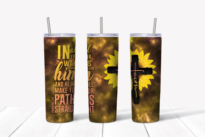 Galaxy Faith Sunflower Tumbler Design, 20 oz Skinny Tumbler Design, Sublimation Image, Tumbler Wrap, 20oz Tumbler Wrap