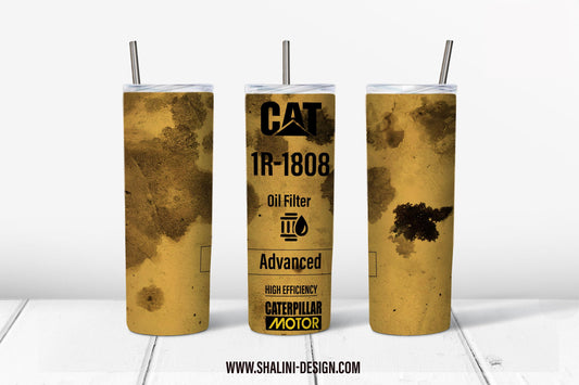 CAT-OIL-FILTER Tumbler Design, 20 oz Skinny Tumbler Design, Sublimation Image, Tumbler Wrap, 20oz Tumbler Wrap