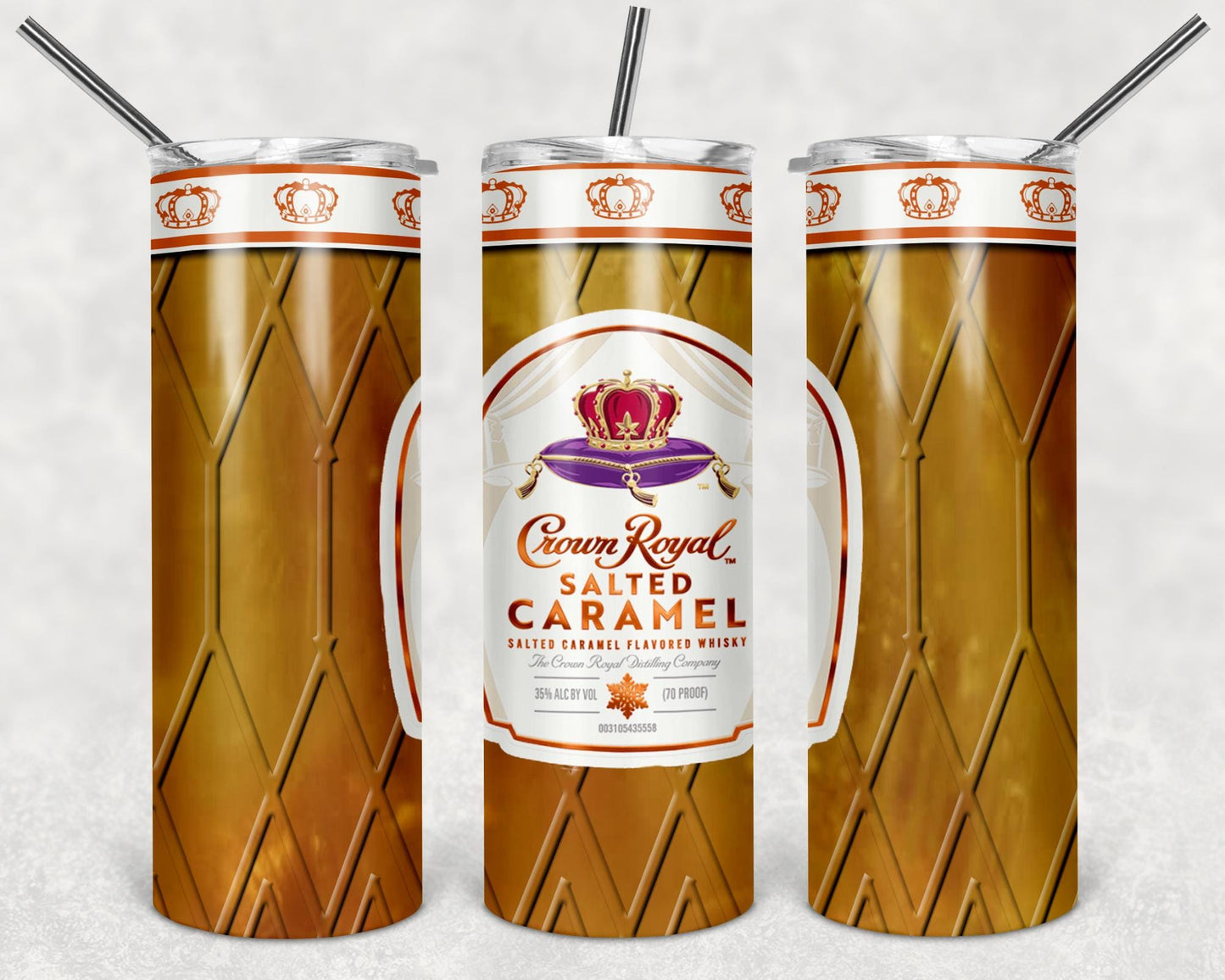 Crown R. Salted-Caramel Tumbler Design, 20 oz Skinny Tumbler Design, Sublimation Image, Tumbler Wrap, 20oz Tumbler Wrap