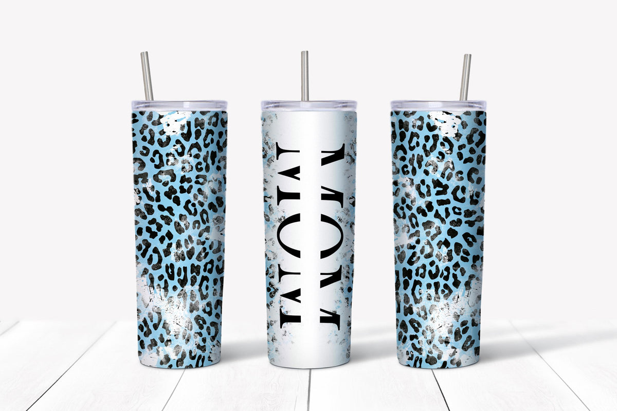 Mom Blue Cheetah Distressed Tumbler Design, 20 oz Skinny Tumbler Design, Sublimation Image, Tumbler Wrap, 20oz Tumbler Wrap