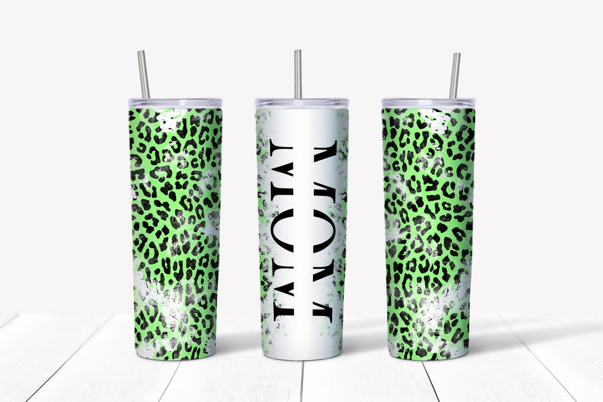 Mom Green Cheetah Distressed Tumbler Design, 20 oz Skinny Tumbler Design, Sublimation Image, Tumbler Wrap, 20oz Tumbler Wrap