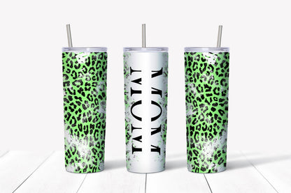 Mom Green Cheetah Distressed Tumbler Design, 20 oz Skinny Tumbler Design, Sublimation Image, Tumbler Wrap, 20oz Tumbler Wrap
