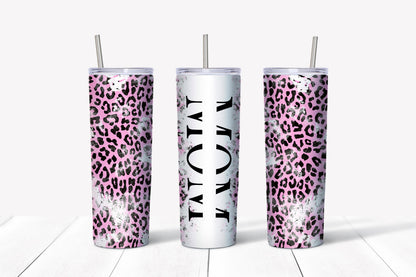 Mom Pink Cheetah Distressed Tumbler Design, 20 oz Skinny Tumbler Design, Sublimation Image, Tumbler Wrap, 20oz Tumbler Wrap