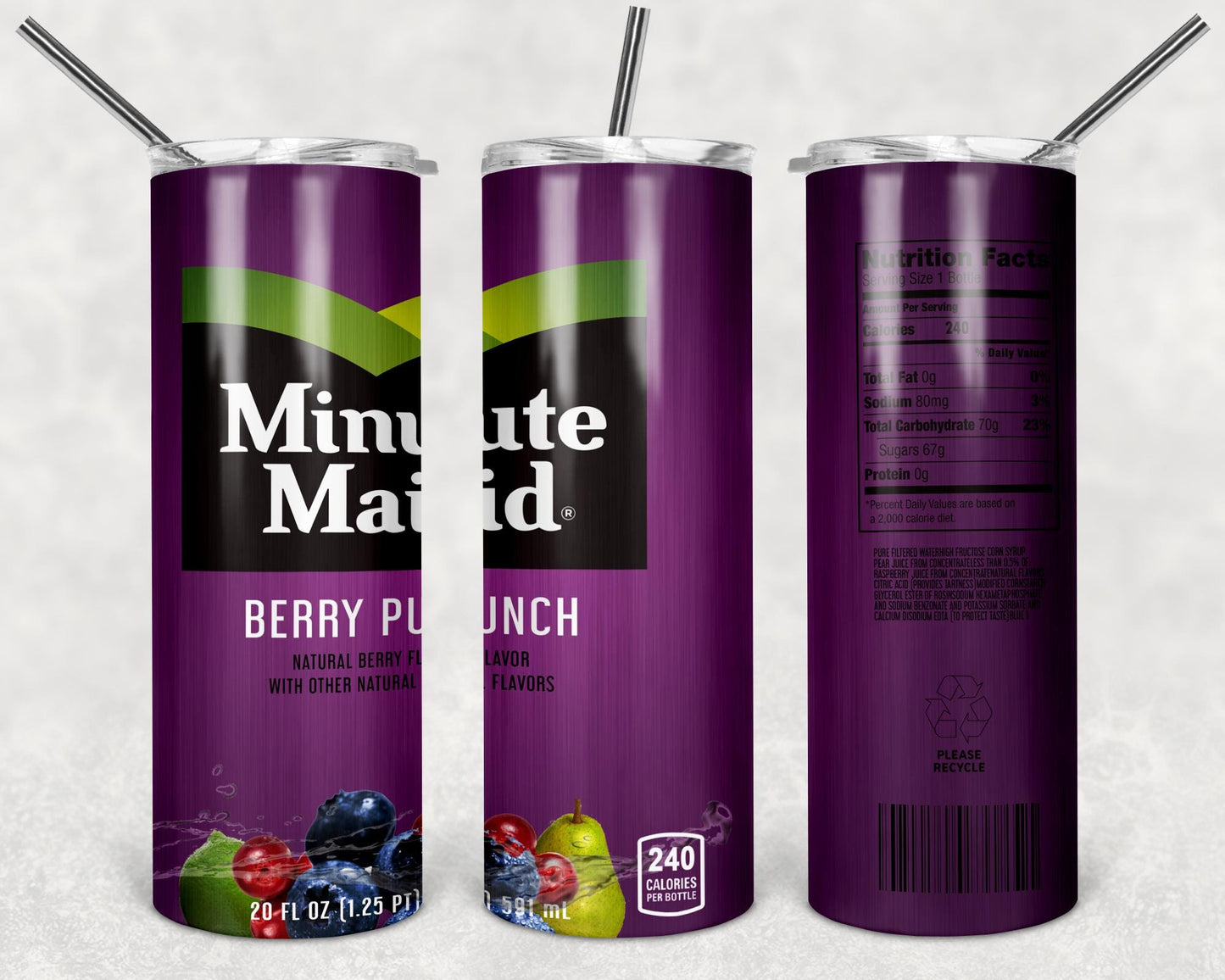 Minute Maid Berry Punch Tumbler Design, 20 oz skinny tumbler design, sublimation image, tumbler wrap,