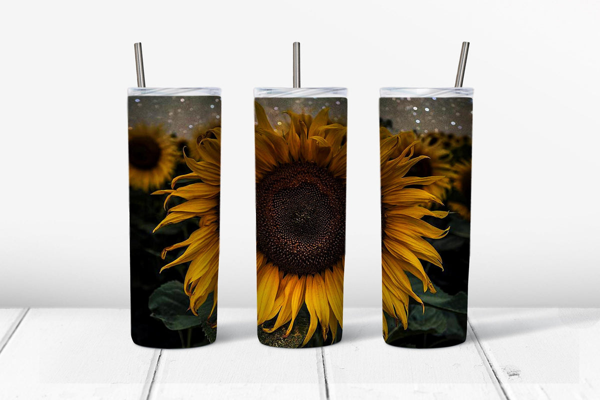 Sunflower Tumbler Design, 20 oz skinny tumbler design, sublimation image, tumbler wrap,