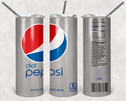 Diet Pepsi Tumbler Design, 20 oz Skinny Tumbler Design, Sublimation Image,Tumbler Wrap,Pepsi Cup, 20oz Tumbler Design