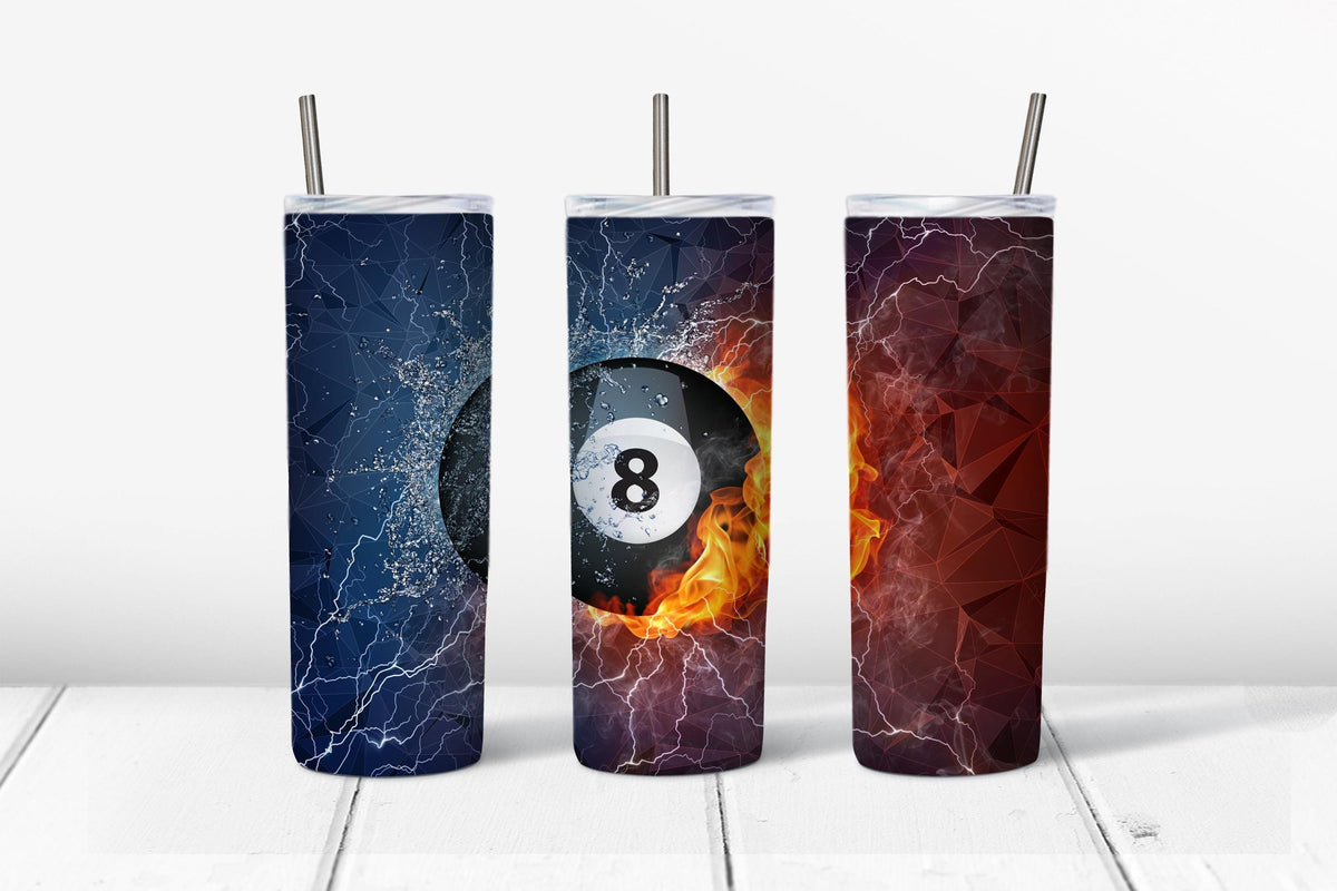8 Ball Tumbler Design, 20 oz Skinny Tumbler Design, Sublimation Image, Tumbler Wrap, 20oz Tumbler Wrap