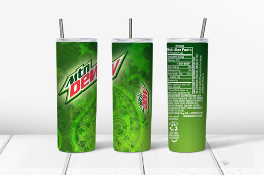 Mtn-Dew 20oz Skinny Tumbler Design, Sublimation Wrap (Digital Download)