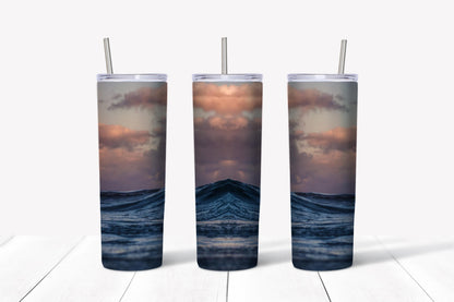 Ocean Sunset Tumbler Design, 20 oz skinny tumbler design, sublimation image, tumbler wrap,