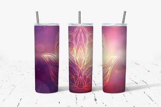 Pink Golden Hamsa Tumbler Design, 20 oz skinny tumbler design, sublimation image, tumbler wrap,