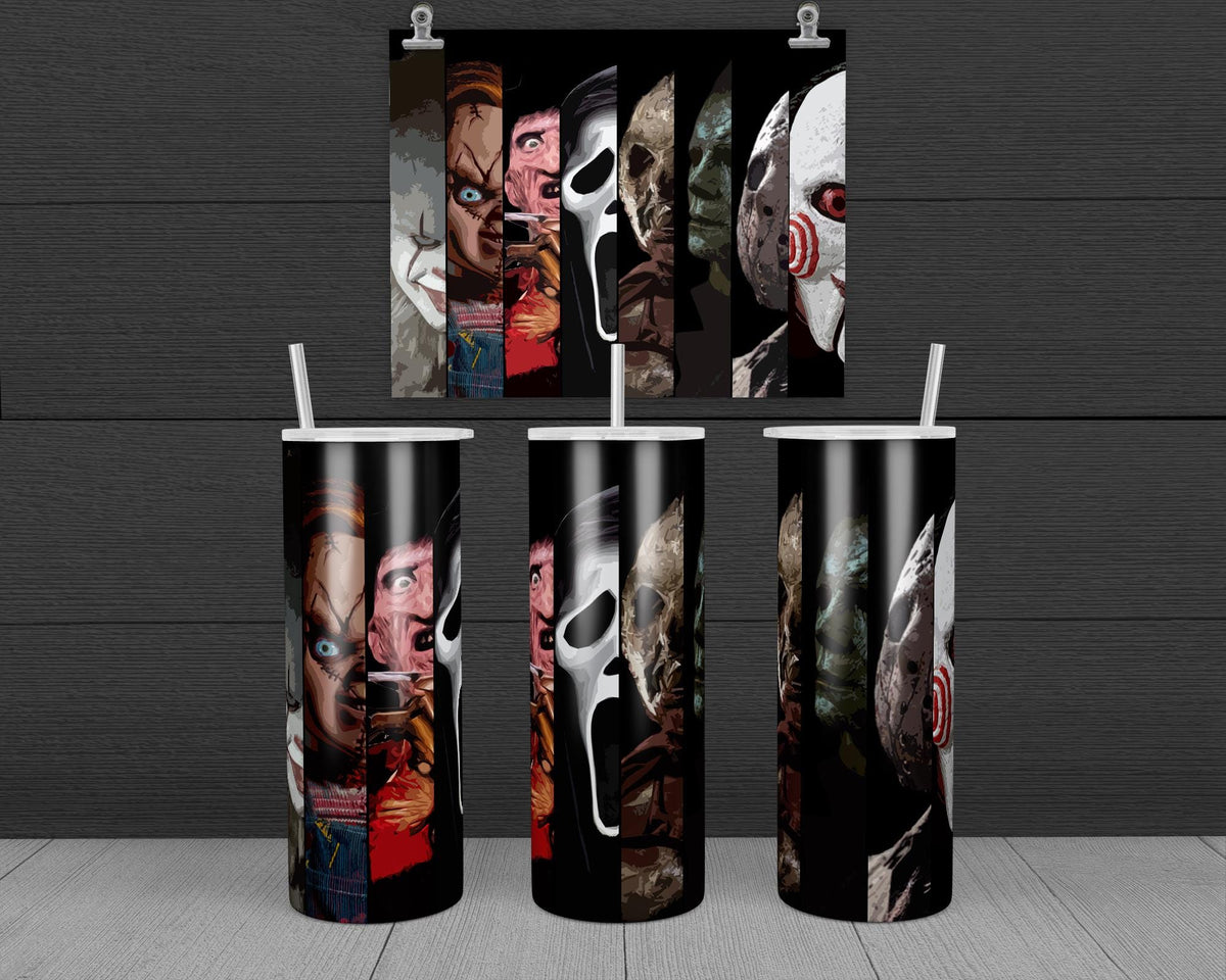 Horror Characters Tumbler Design, 20 oz Skinny Tumbler Wrap (Digital Download)