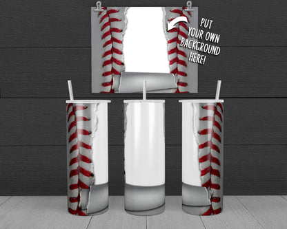 Torn Paper Baseball Tumbler Design, 20 oz Skinny Tumbler Wrap (Digital Download)